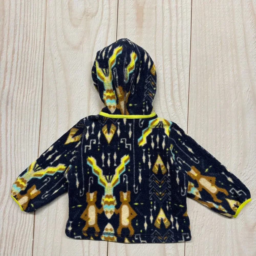 Patagonia Synchilla Cardigan Hoody Baby 6-12M Fleece Jacket Bear Fish Pattern